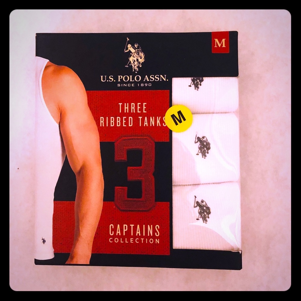 U.S. Polo Assn.  3 Pack Ribbed Tanks Medium White